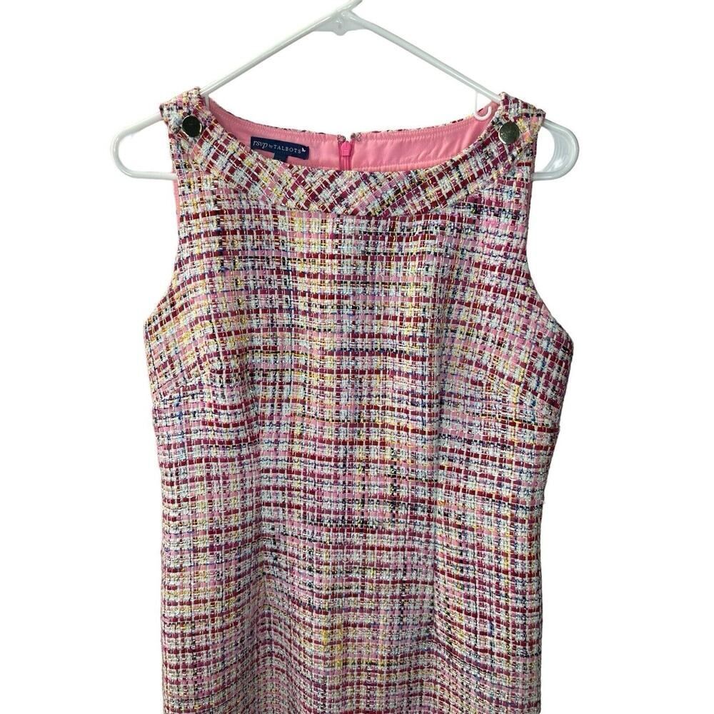 Talbots Pink Multicolor Tweed Midi Sheath Dress - Picture 8 of 15